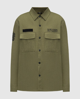 Balmain: Рубашка цвета хаки 