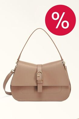 Furla: Бежевая сумка 