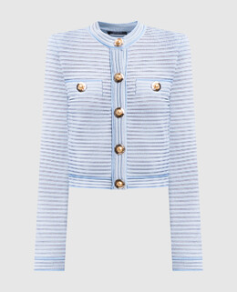 Balmain: Голубой кардиган 