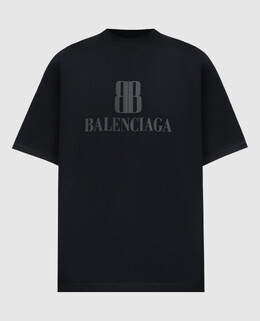 Balenciaga: Чёрная футболка  BB