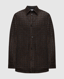 Bottega Veneta: Коричневая куртка  Intrecciato