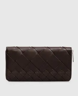 Bottega Veneta: Коричневый кошелёк  Intrecciato