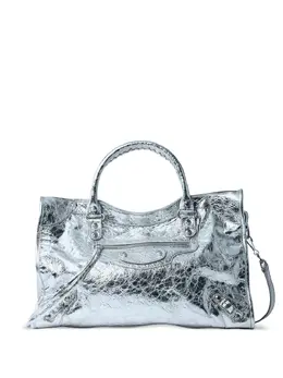 Balenciaga: Серебристая сумка-шоппер 