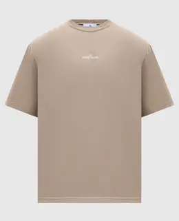 Stone Island: Бежевая футболка 