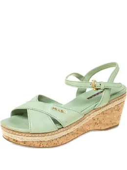 Prada Pre-Owned: Зелёные сандалии 