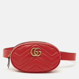 Gucci: Красная поясная сумка  GG Marmont