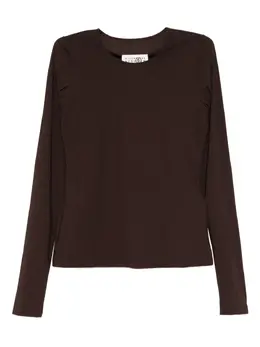 MM6 Maison Margiela: Коричневая футболка 