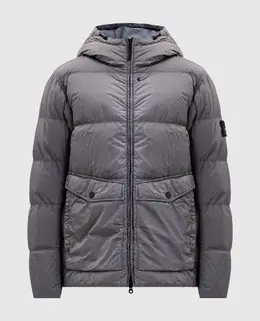 Stone Island: Серый пуховик 