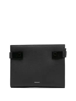 Ferragamo: Чёрный клатч  Gancini