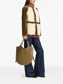 Longchamp: Зелёная сумка-шоппер  Le Foulonné