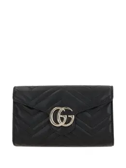 Gucci: Чёрная сумка  GG Marmont