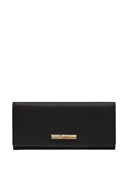 Longchamp: Чёрный кошелёк  Roseau Long