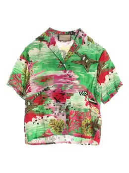 Gucci Pre-Owned: Зелёная рубашка 