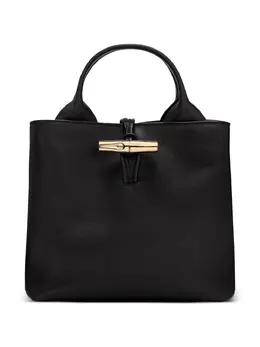 Longchamp: Чёрная сумка-шоппер  Roseau
