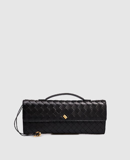 Bottega Veneta: Чёрный клатч 