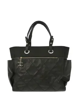 CHANEL Pre-Owned: Чёрная сумка-шоппер 
