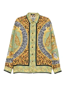 Versace: Рубашка с тигровым принтом 