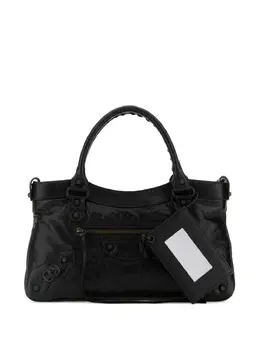 Balenciaga: Чёрная сумка-шоппер 