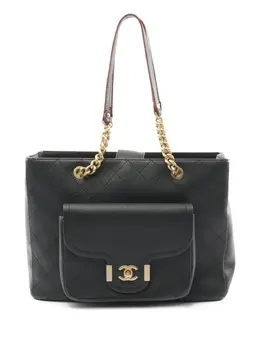 CHANEL Pre-Owned: Чёрная сумка-шоппер 