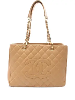 CHANEL Pre-Owned: Бежевая сумка-шоппер 