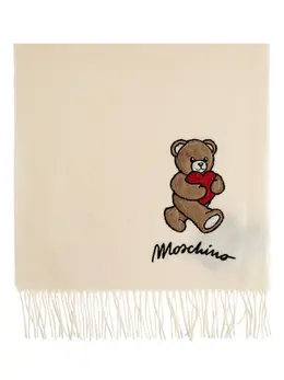 Moschino: Белый шарф  Teddy