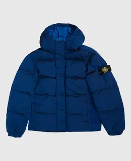 Stone Island: Синий пуховик 