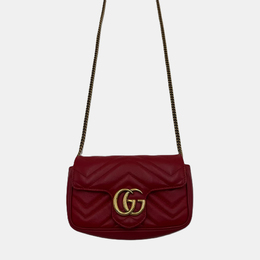 Gucci: Красная сумка через плечо  Marmont
