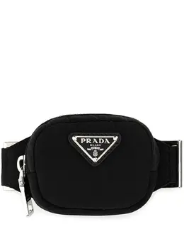 Prada: Чёрная поясная сумка 