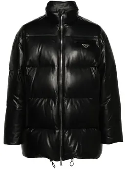 Prada: Кожаное пальто 