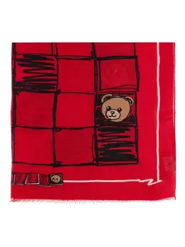 Moschino: Шарф  Teddy с принтом