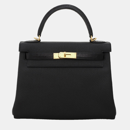 Hermes: Чёрная сумка  Kelly 28