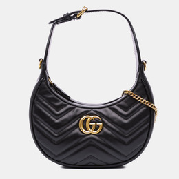 Gucci: Чёрная сумка  GG Marmont