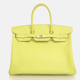 Hermes: Жёлтая сумка-шоппер  Birkin 35