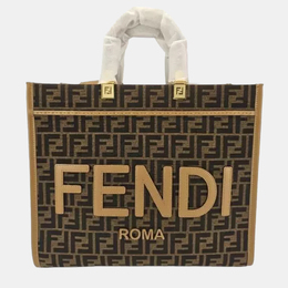 Fendi: Коричневая сумка-шоппер  Sunshine