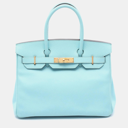 Hermes: Голубая сумка на руку  Birkin 30