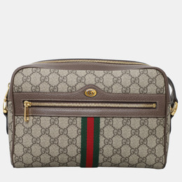 Gucci: Зелёная сумка через плечо  Ophidia GG