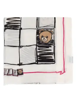 Moschino: Шарф  Teddy с принтом