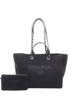 CHANEL Pre-Owned: Чёрная сумка-шоппер 