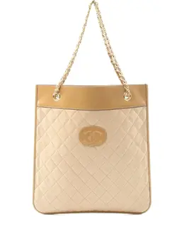 CHANEL Pre-Owned: Бежевая сумка-шоппер 