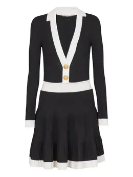 Balmain: Платье с v-образным вырезом 