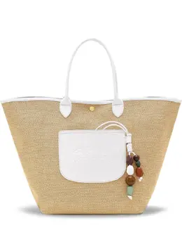 Longchamp: Бежевая сумка-шоппер  Le Pliage