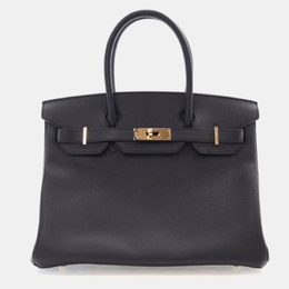 Hermes: Чёрная сумка-шоппер  Birkin 30