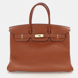 Hermes: Коричневая сумка-шоппер  Birkin 35