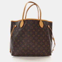 Louis Vuitton: Коричневая сумка-шоппер  Neverfull MM