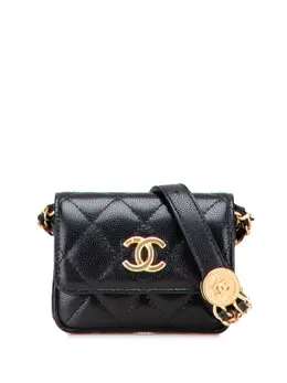CHANEL Pre-Owned: Чёрная поясная сумка 