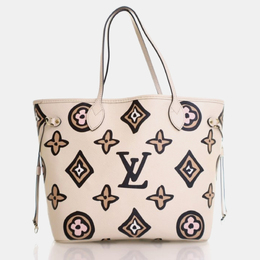 Louis Vuitton: Сумка-шоппер  Neverfull MM с леопардовым принтом