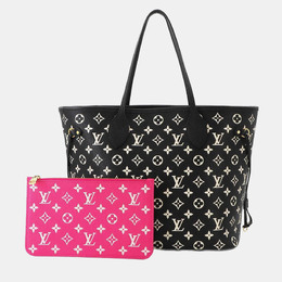 Louis Vuitton: Чёрная сумка-шоппер  Neverfull MM