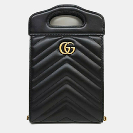 Gucci: Чёрная сумка через плечо  Marmont