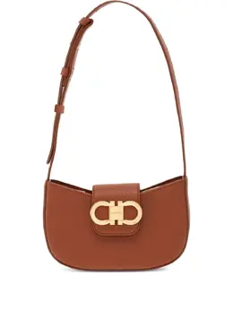Ferragamo: Коричневая сумка  Double Gancini
