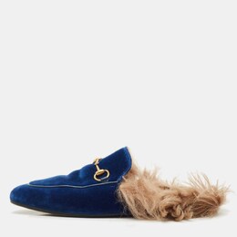 Gucci: Голубые сабо  Princetown